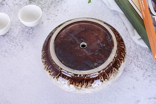 Miniatura 5 de VanEnjoy 7.3 inch Round Large Shallow Succulent Ceramic Glazed Planter Pots with Drainage Hole, Bonsai Pots Garden Decorative Cactus Stand Flower