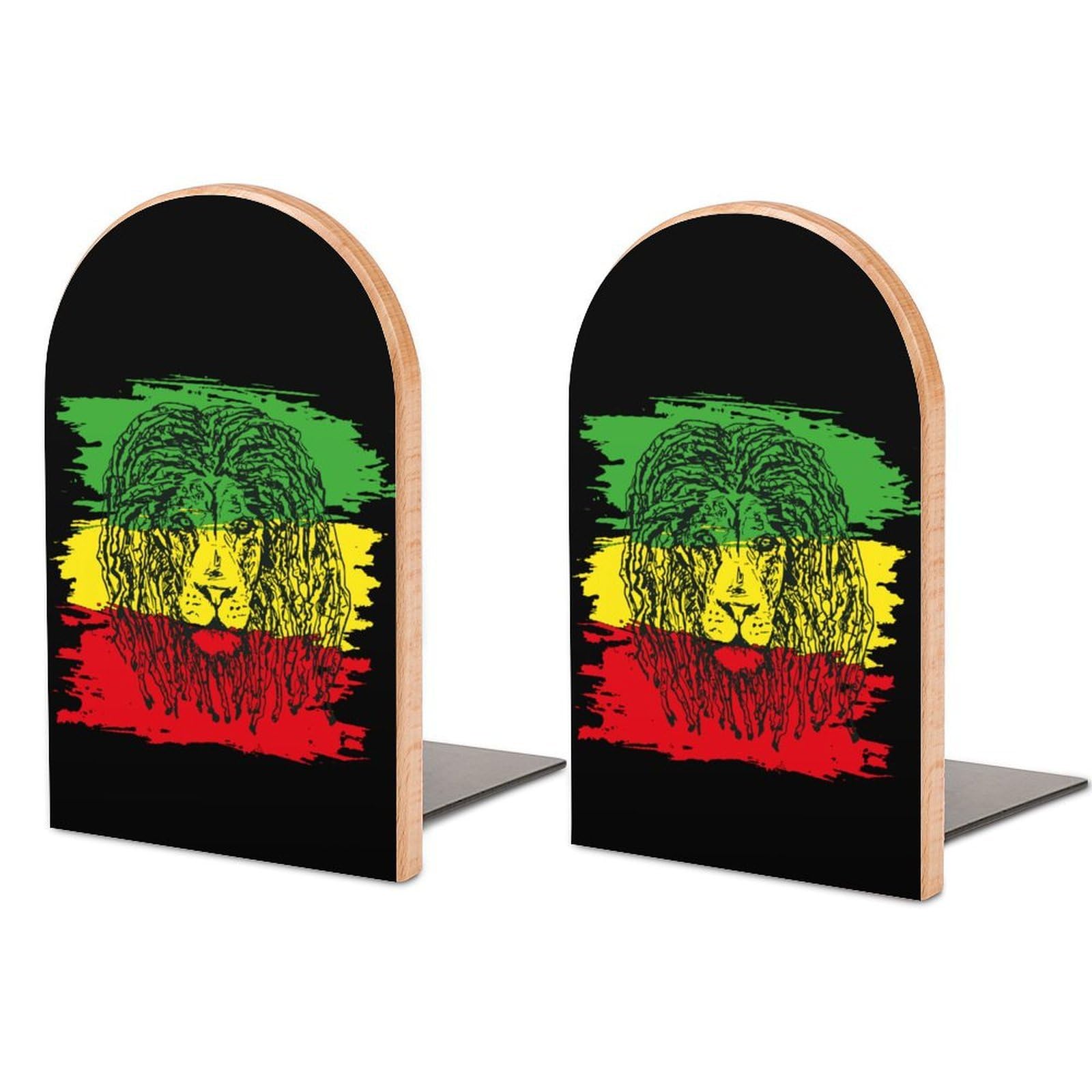 Nclqvjxzkhw Style Reggae-Rastafarian Flag Lion Book Ends For Shelves Bookends Bookshelf Holder Stand Books Stopper Home Office Decor