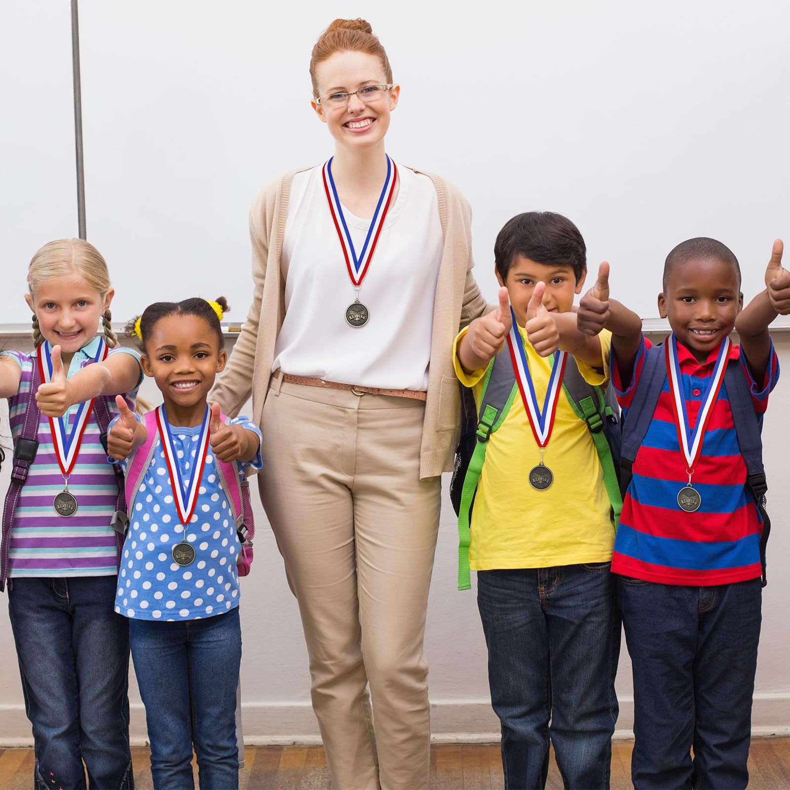 Medallas de lectura de 2 pulgadas, medallas de oro con cinta para el cuello, medallas de premio de gusano para niños, premio de trofeo, regalo para académicos, amantes de los libros,