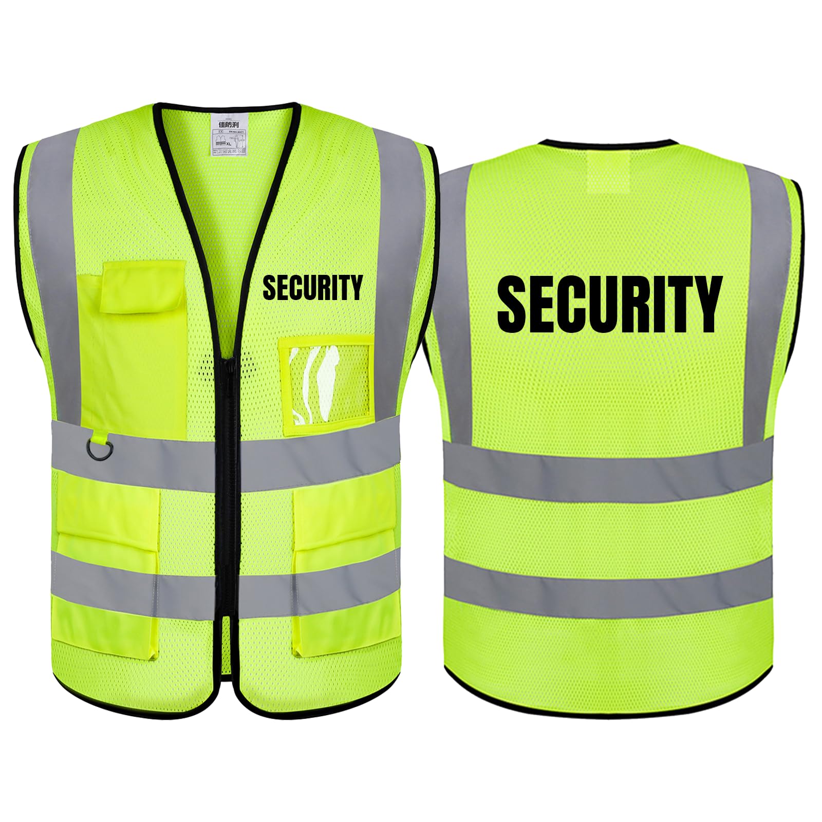 BeautyWill Security Vest,Safety Mesh Vest High Visibility Class 2 Reflective Construction Hi Vis Work Vest 5 pokects for men women(Yellow,M)