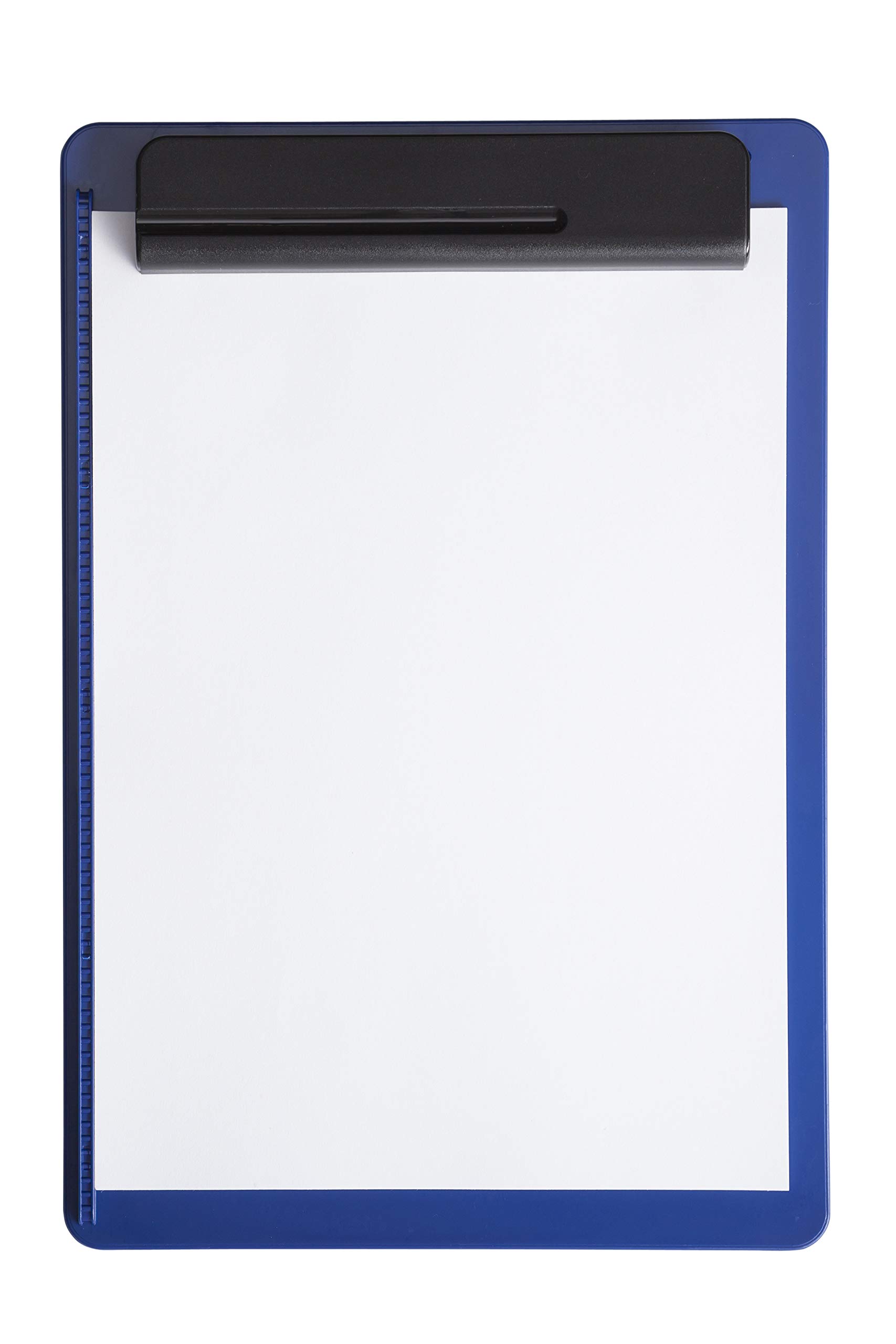 Carpeta Maul de plástico, resistente a los golpes, tamaño A4, con soporte de papel a la izquierda y portalápices, color azul y negro