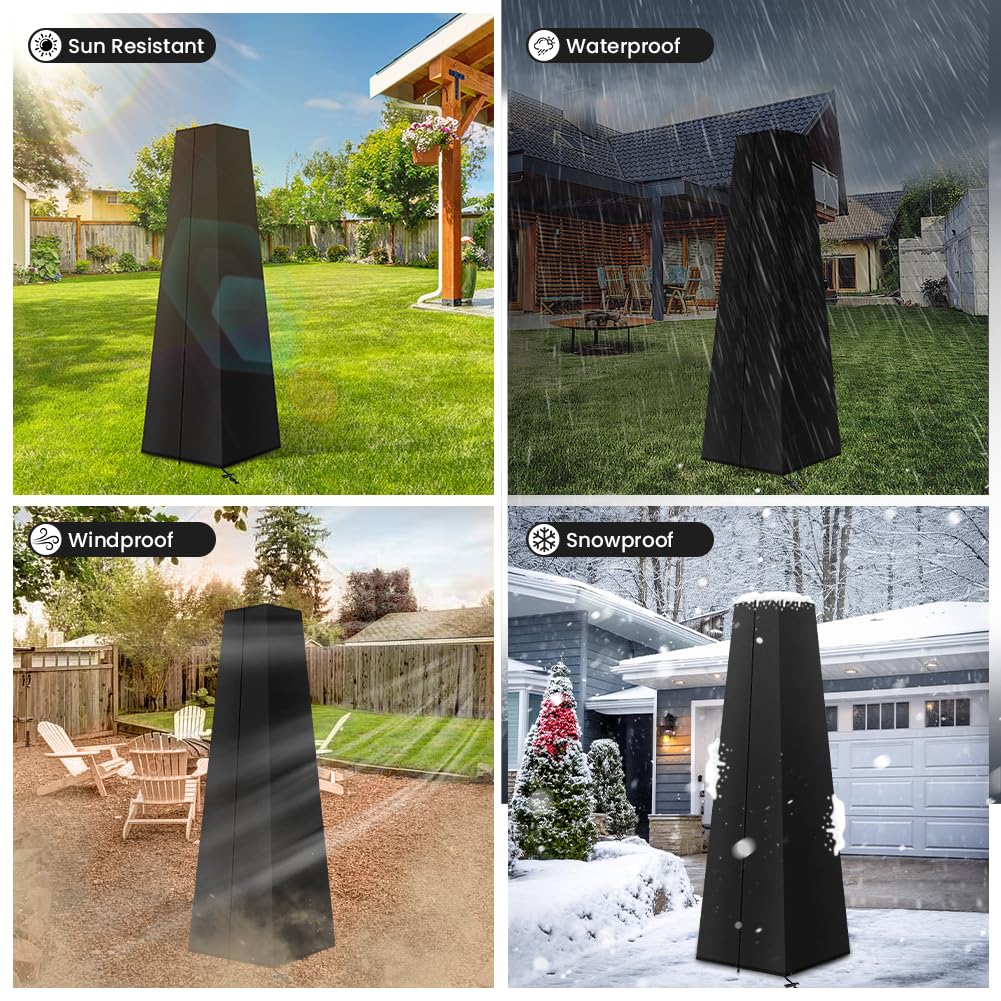 AOOWU Funda Protectora para Calentador de Terraza Impermeable, 210D Cubierta del Calentador Oxford con Cordn y Cremallera Larga, Cubierta Protectora para Estufas de Terraza Piramidales(221X61X53CM) — view 6