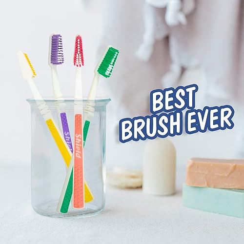 Miniatura 6 de Shield Care Flex - Paquete económico de cepillos de dientes manuales, filamentos multiniveles completos, cerdas medianas para limpieza profunda,