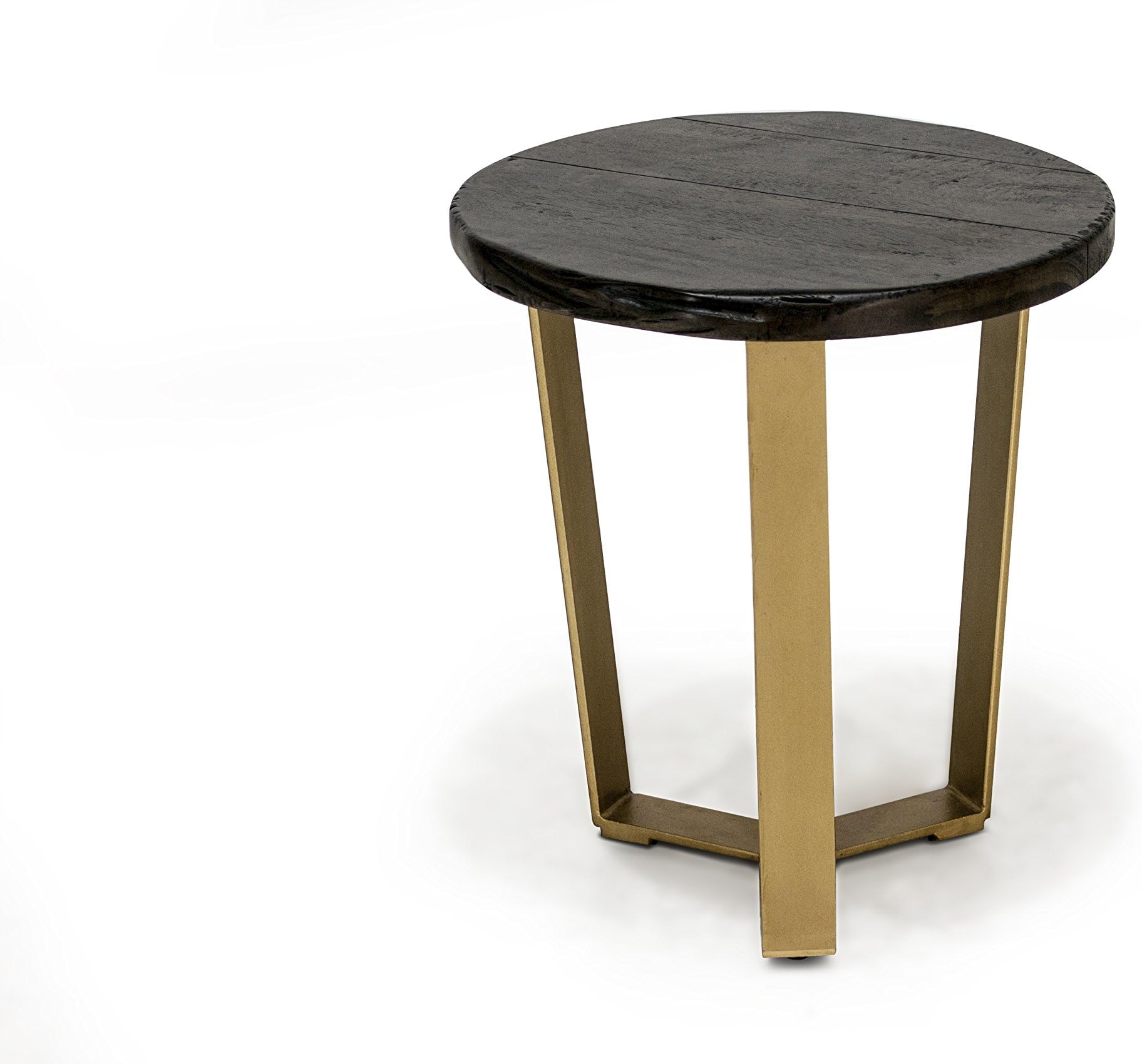 JTW USA Lamp Table, Wood, Iron Brown Rustic/Polished Brass Glaze