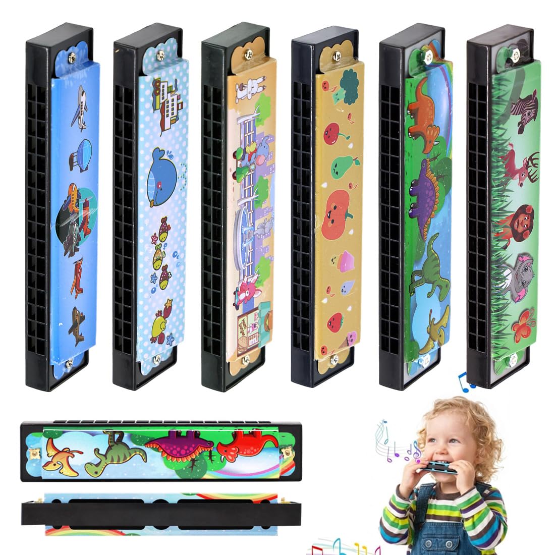 6 Pièces Harmonica Enfant, Har Monica de Bande Dessinée pour Enfants, pour Débutants,Enfants,Étudiants,Adultes,Joueurs Professionnels