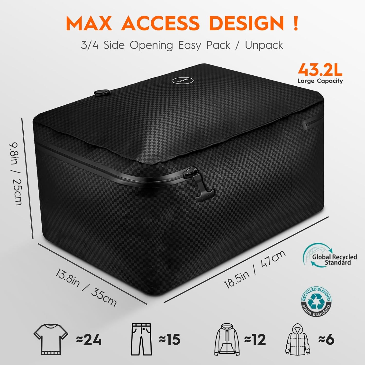 Vacuum Compression Bags with Wireless Pump – Space Saver Compression Bags for Luggage, No Checked Baggage, Triple Your Luggage Space, IP68, Reusable, Fits 20/24/28 Inch Suitcase (No Tracker) - Image 7