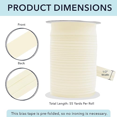 Miniatura 83 de Mandala Crafts Cinta al bies de un solo pliegue de 5/8 pulgadas para coser, acolchar, tuberías, dobladillo, manta y encuadernación de colcha, cinta