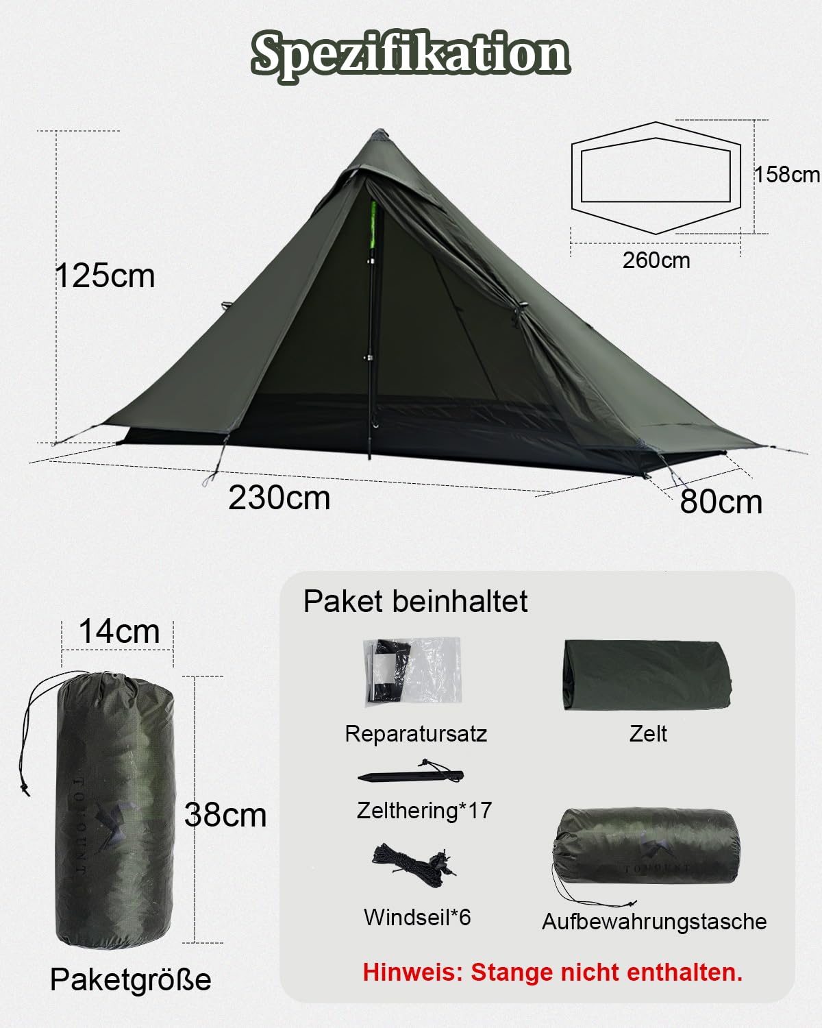 TOMOUNT Tente de trekking en nylon pour 1 personne - Tente sac à dos ultra légère et étanche en PU 3000 mm - Petite taille une fois repliée : 1,1 kg - Sac de bivouac pour camping, randonnée, randonnée