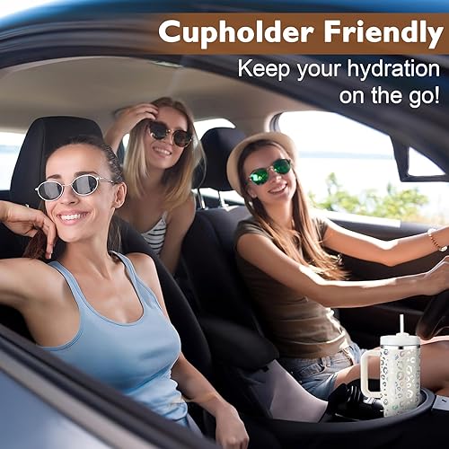 Miniatura 10 de Vaso de 40 onzas con asa, tapa de pajilla, de acero inoxidable aislado al vacío, reutilizable, mantiene las bebidas frías, soporte para taza de