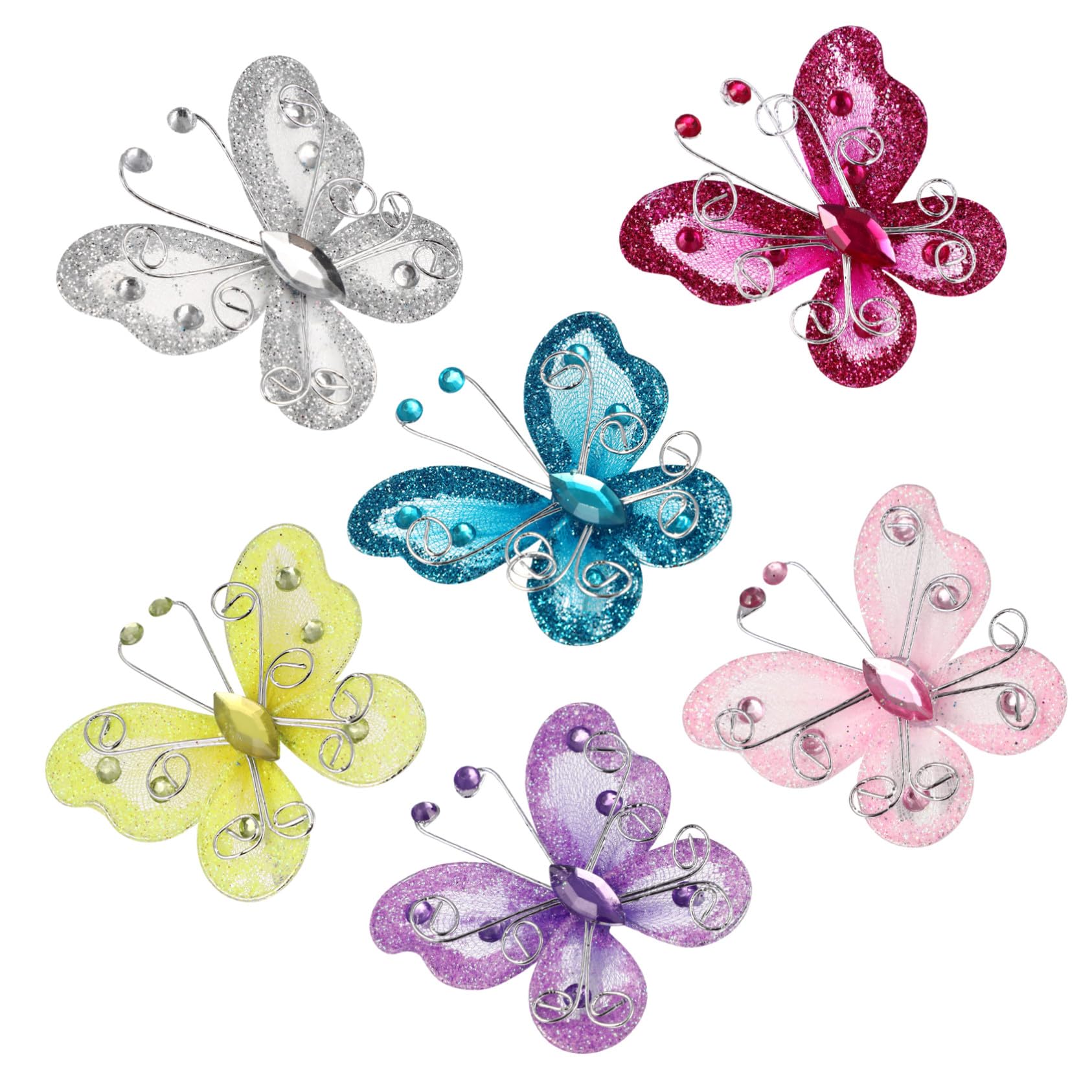 Mariposas de organza GALPADA con gemas para manualidades y arreglos florales 36 uds