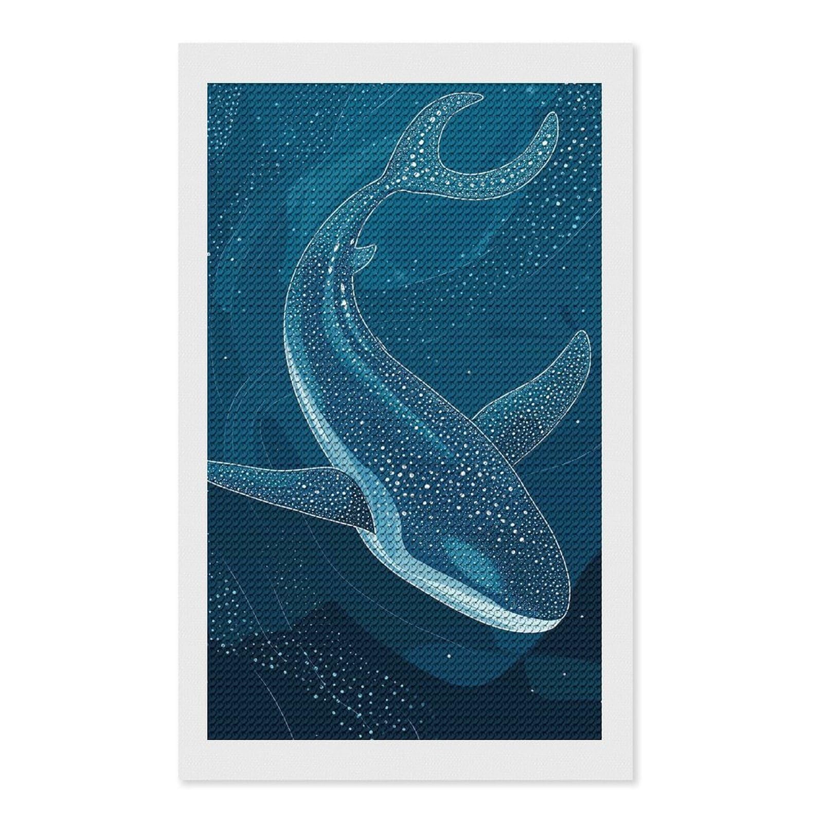 Junmoney Whale Shark in Deep Blue Sea(3) Diamond Painting Kit 12"x20", Thoughtful Handmade Gift, for Creative Relaxation, Printed Canvas, Cosy Home Accent