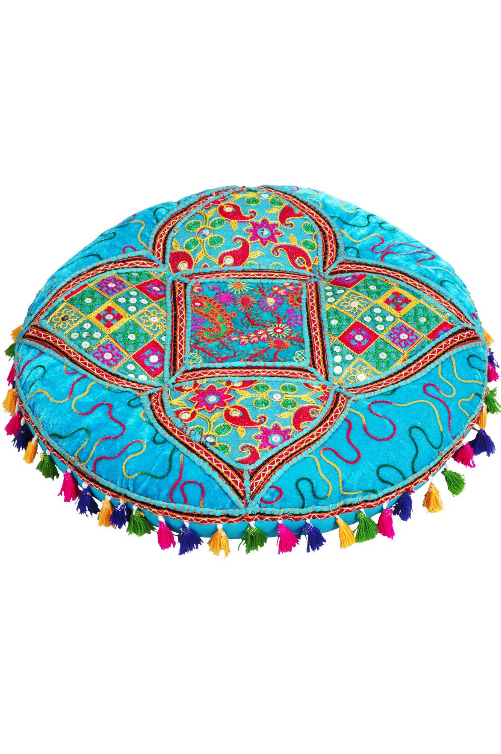 Orientalisches Bodenkissen Bahri modern aus Baumwolle in Blau 55 cm