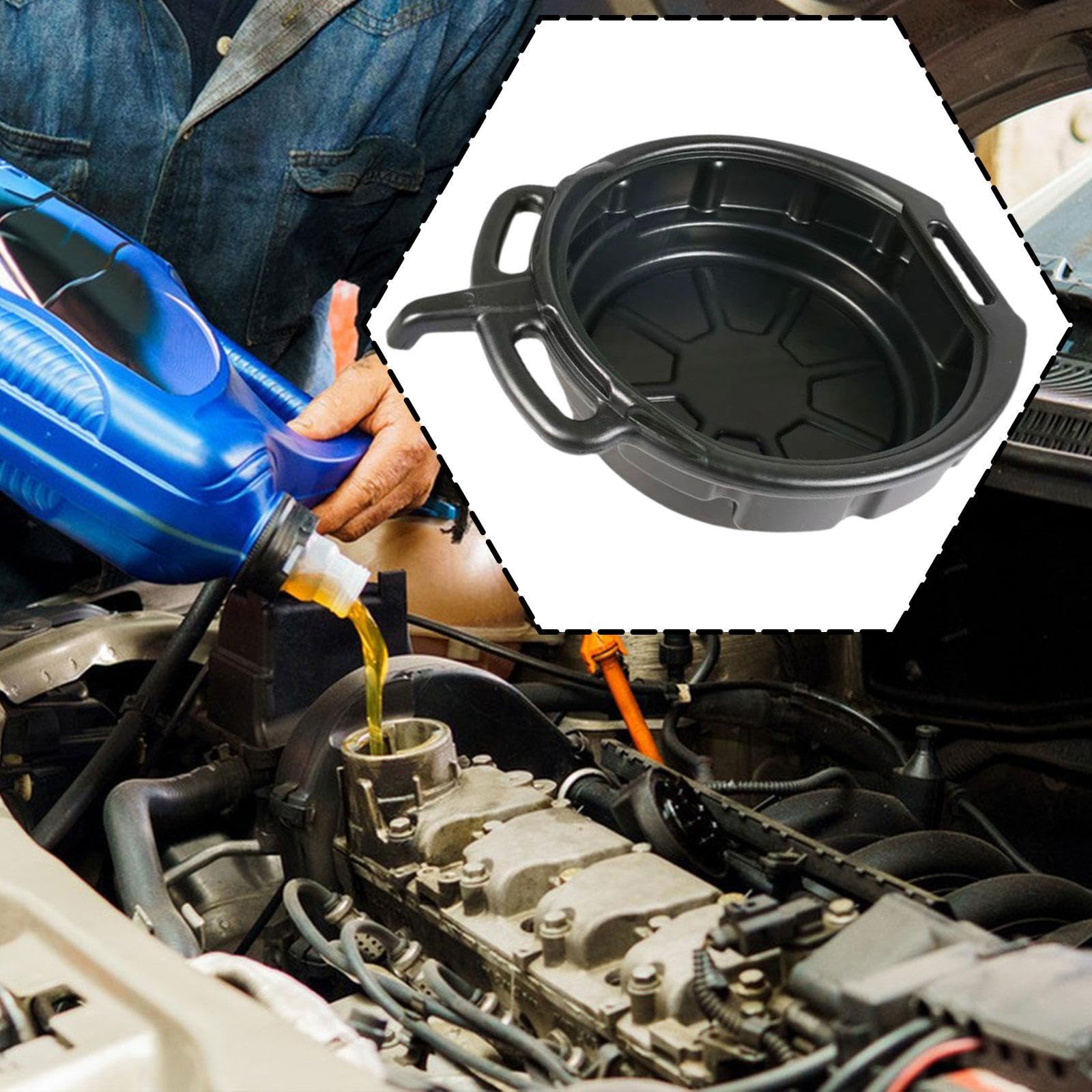 Öl Auffangwanne Öl Auffangbehälter Öl Wechselwanne Motor Tropfwanne PETG Material Auslaufschutz für Garage Fahrzeugservice Motorradpflege, 15l