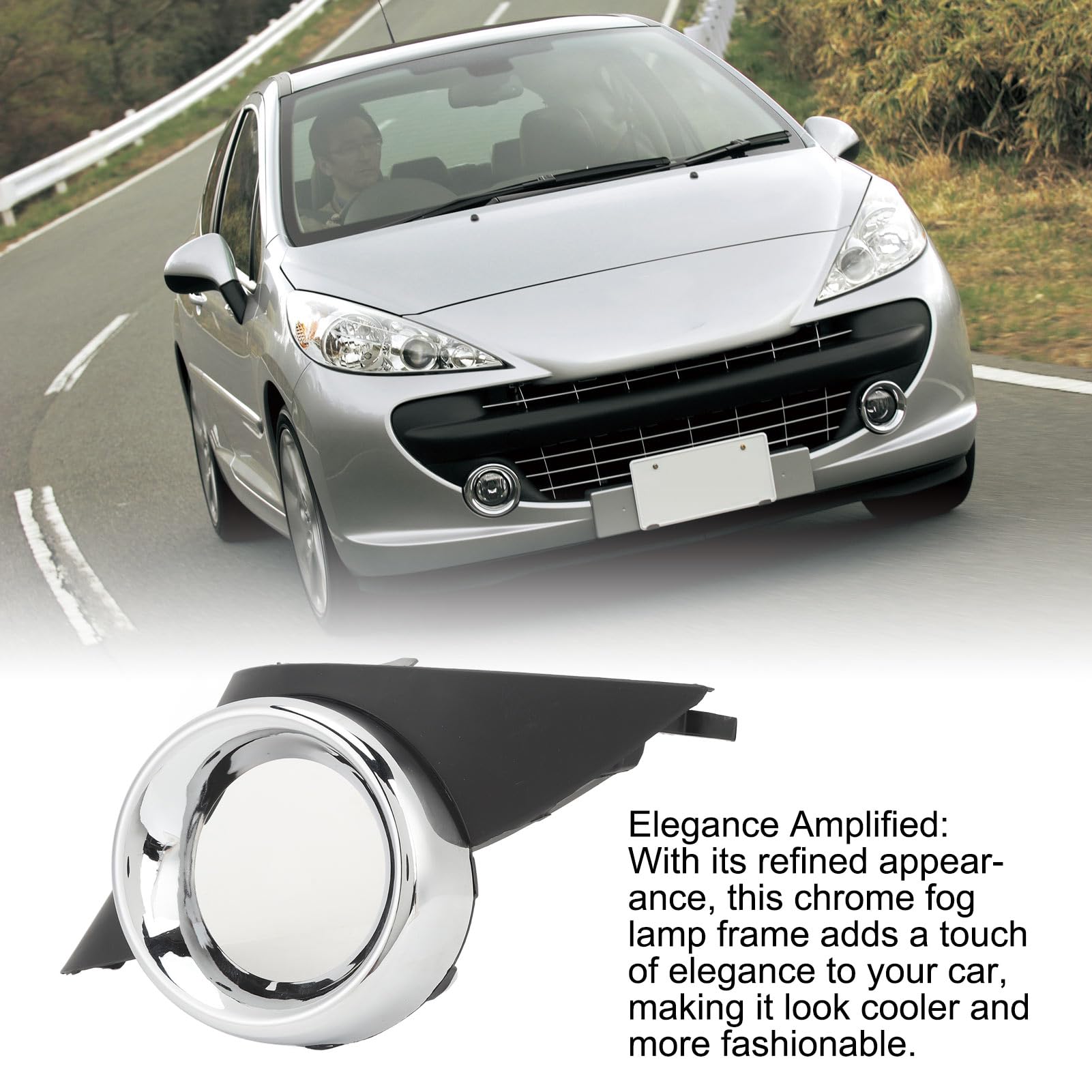Grill Léger élégant et Brouillard pour 207 Sport 2006 à 2009 Améliorez la visibilité et la Protection (Avant Gauche 7452hw)