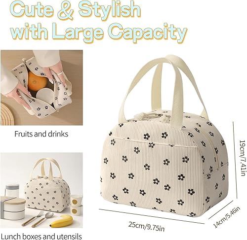 Miniatura 3 de Lonchera portátil para mujer, tamaño mediano de 10 x 7.5 x 5.5 pulgadas, mantiene la comida fresca durante más de 5 horas, fácil de limpiar, ideal