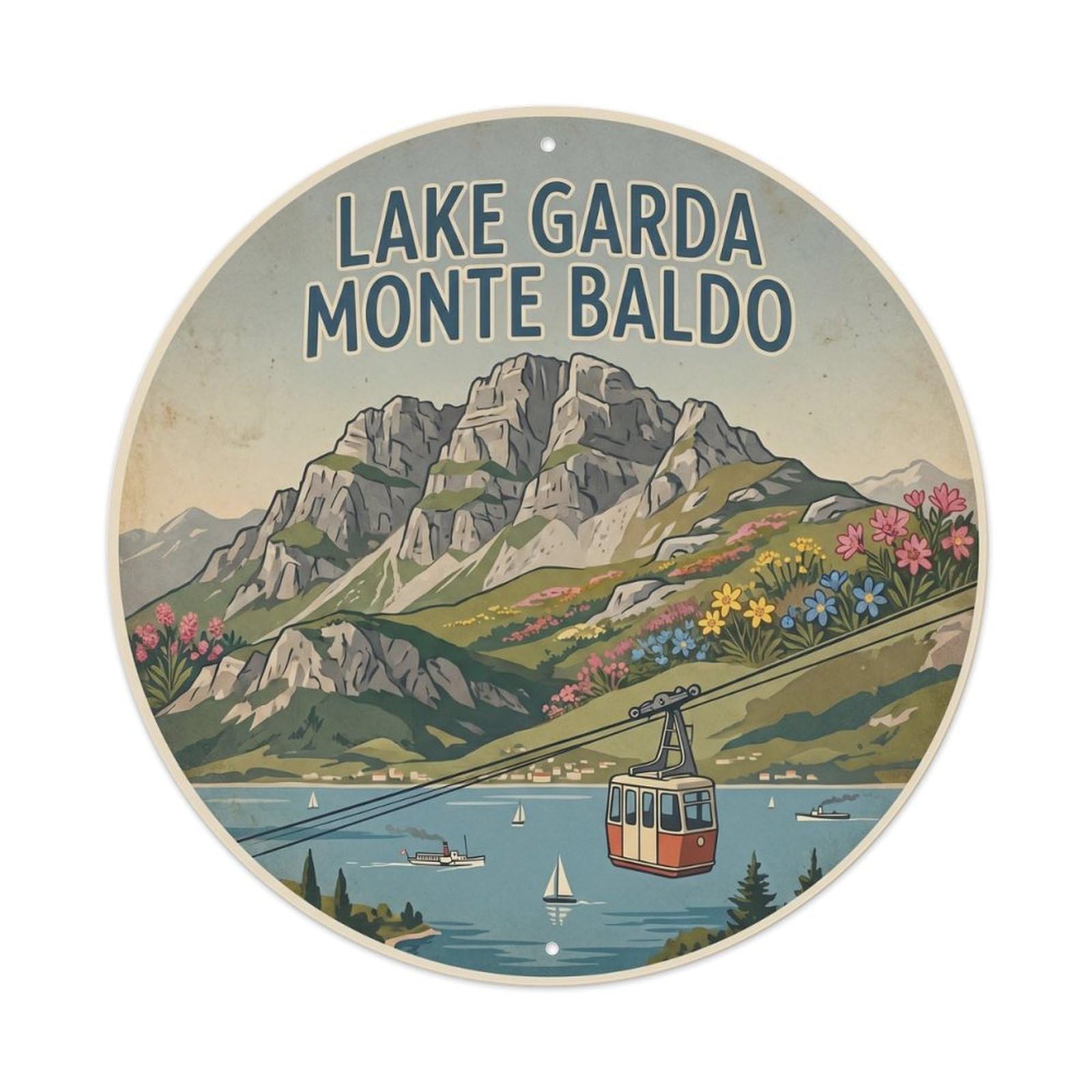 Monte Lake Garda Italy Heritage City Travel Retro Metal Tin Sign