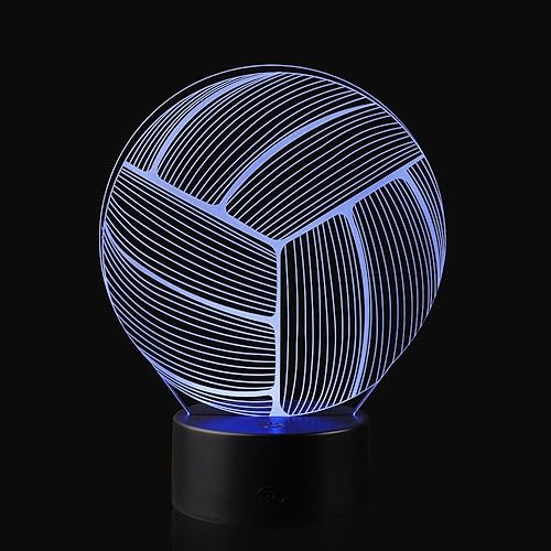 Miniatura 3 de AZALCO Lámpara de luz nocturna de voleibol con ilusión 3D con 16 cambios de color, base negra, regalo de cumpleaños para niños y niñas, decoración