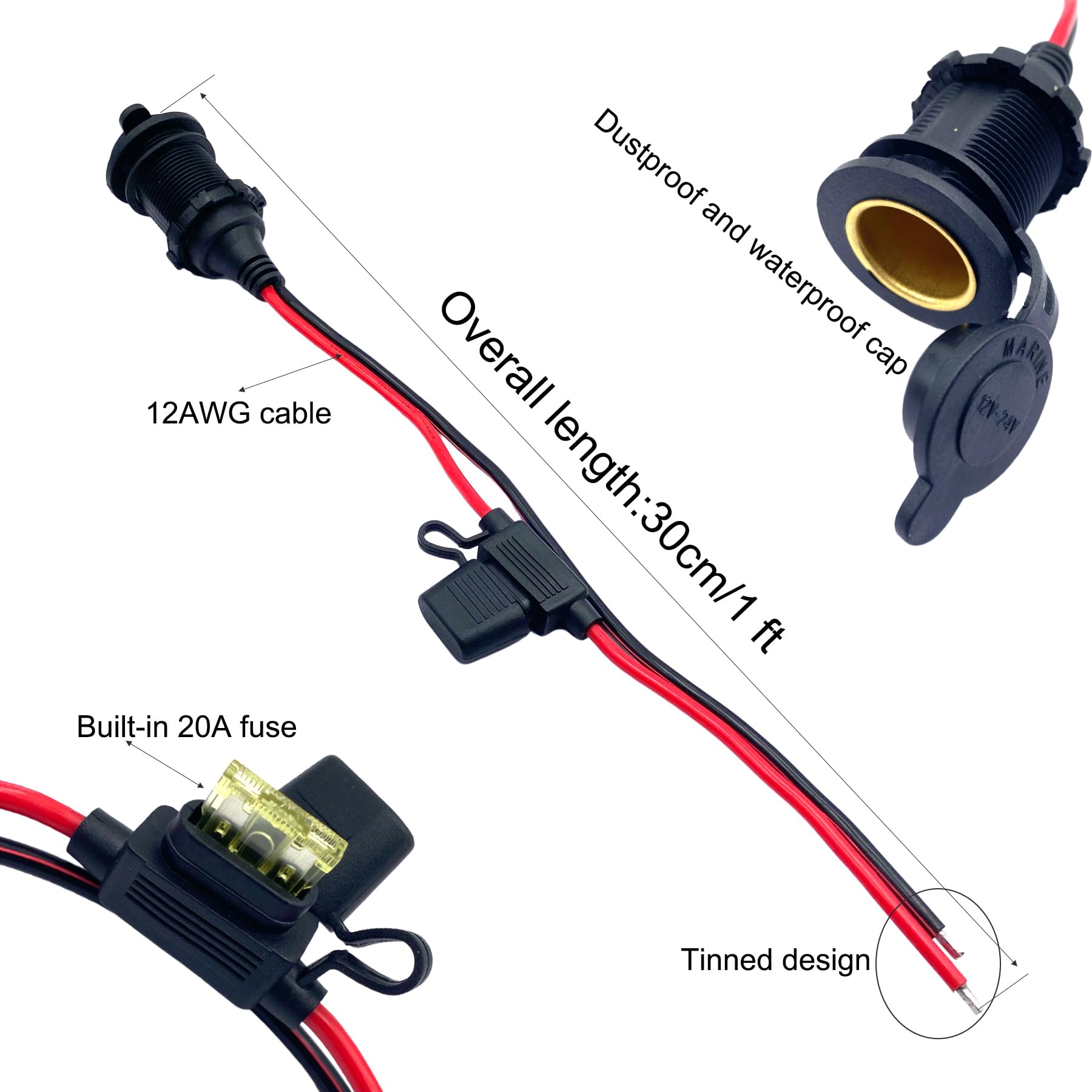 Cavo Con Spina Accendisigari 12V 18AWG – Per Alimentatore Auto Fai Da Te - Foto 5