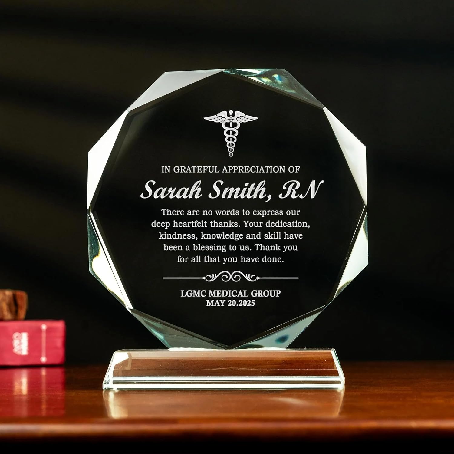 Personalized Nurse Crystal Awards – 6'' Engraved Retirement Plaque, Glass Trophy – Nurse Appreciation Gifts, RN Gifts for Nurses, Medical Asisstant, Coworker