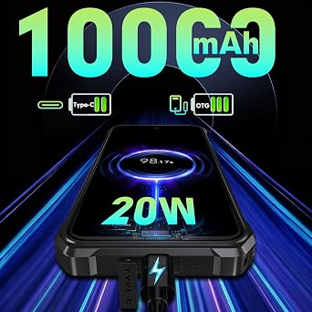 FOSSIBOT F110L Unlocked Rugged Phone 2026, 128dB Speaker 10000mAh Battery 20W Rugged Smartphone, 50MP Camera 120LM Torch, 8(4+4) GB+128GB+2TB, 6.745 FHD+ Android 15 Phone,Dual 4G T-Mobile/IP68/IP69K