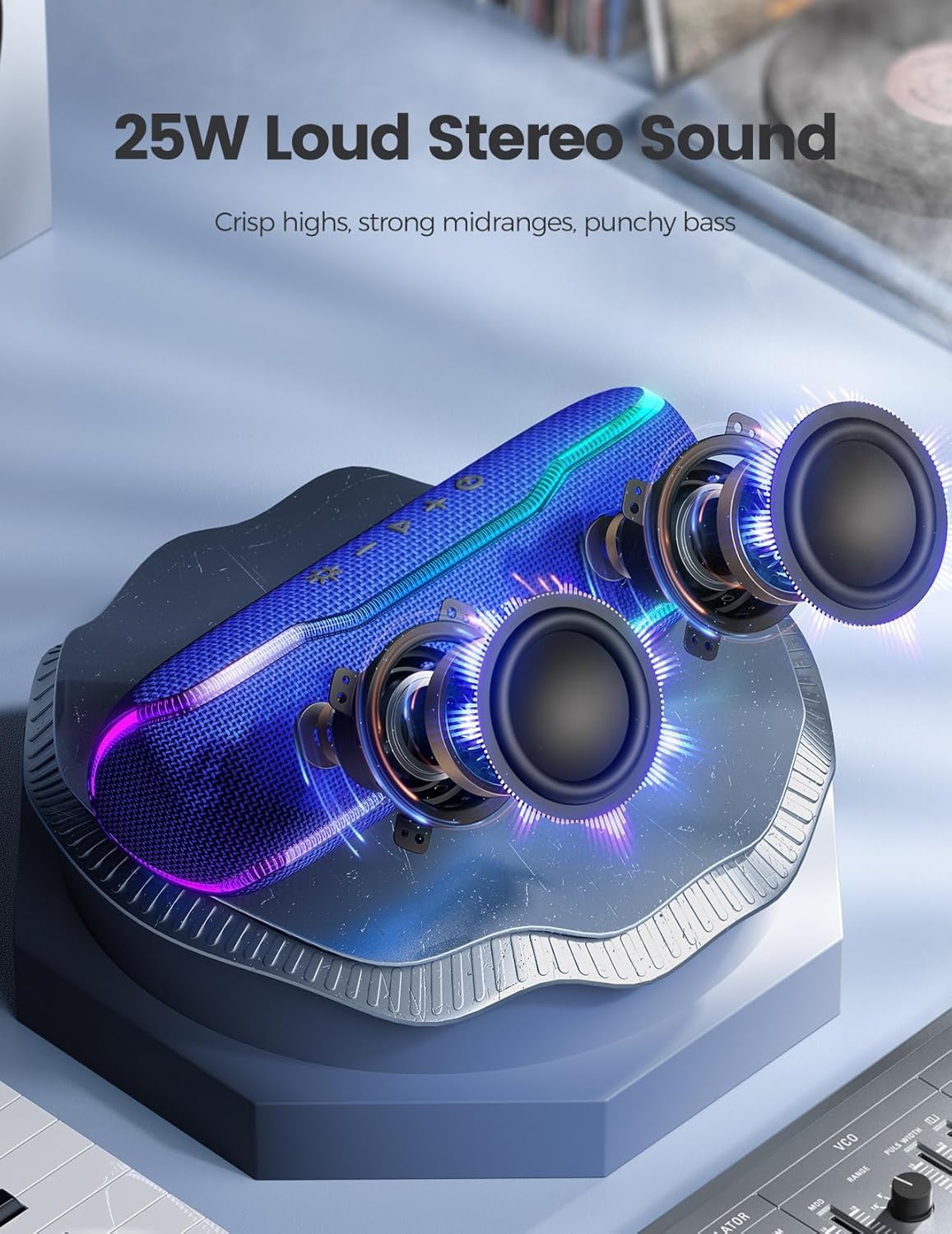 Enceinte Bluetooth Portable 25W étanche IPX7 - Avec Lumières LED Colorées, Batterie 24h, Appairage Stéréo - Pour Fête, Piscine, Extérieur