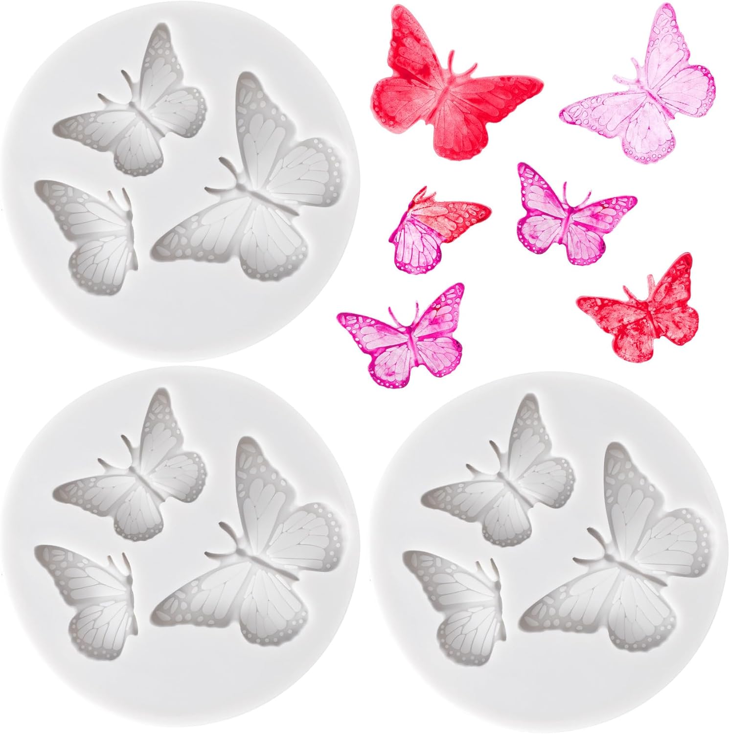 Isslly 3 PCS Butterfly Chocolate Mold, Silicone Butterfly