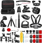 NEEWER 50 In 1 Action 5 Camera Accessory Kit Compatible with GoPro Hero 13 12 11 DJI OSMO 4 3 2 Insta360 X4 X3 SJCAM AKASO VicTsing APEMAN Campark Sony Sports DV with GP-10 Action Camera Pole Mount