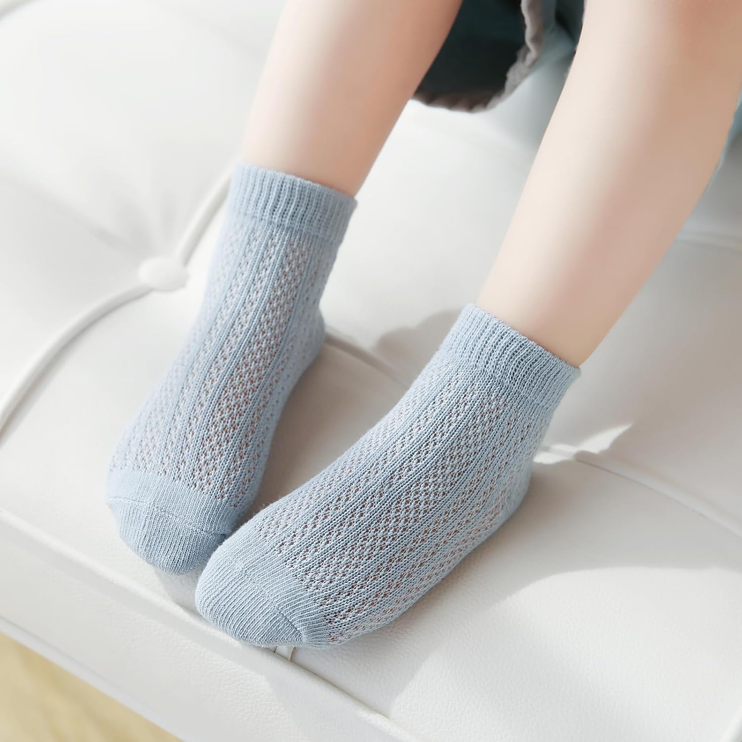 Looching 5 Pairs Baby Boys Girls Mesh Thin Socks Toddler Cotton Breathable No Show Low Cut Ankle Socks for 1-12T Kids - Image 7