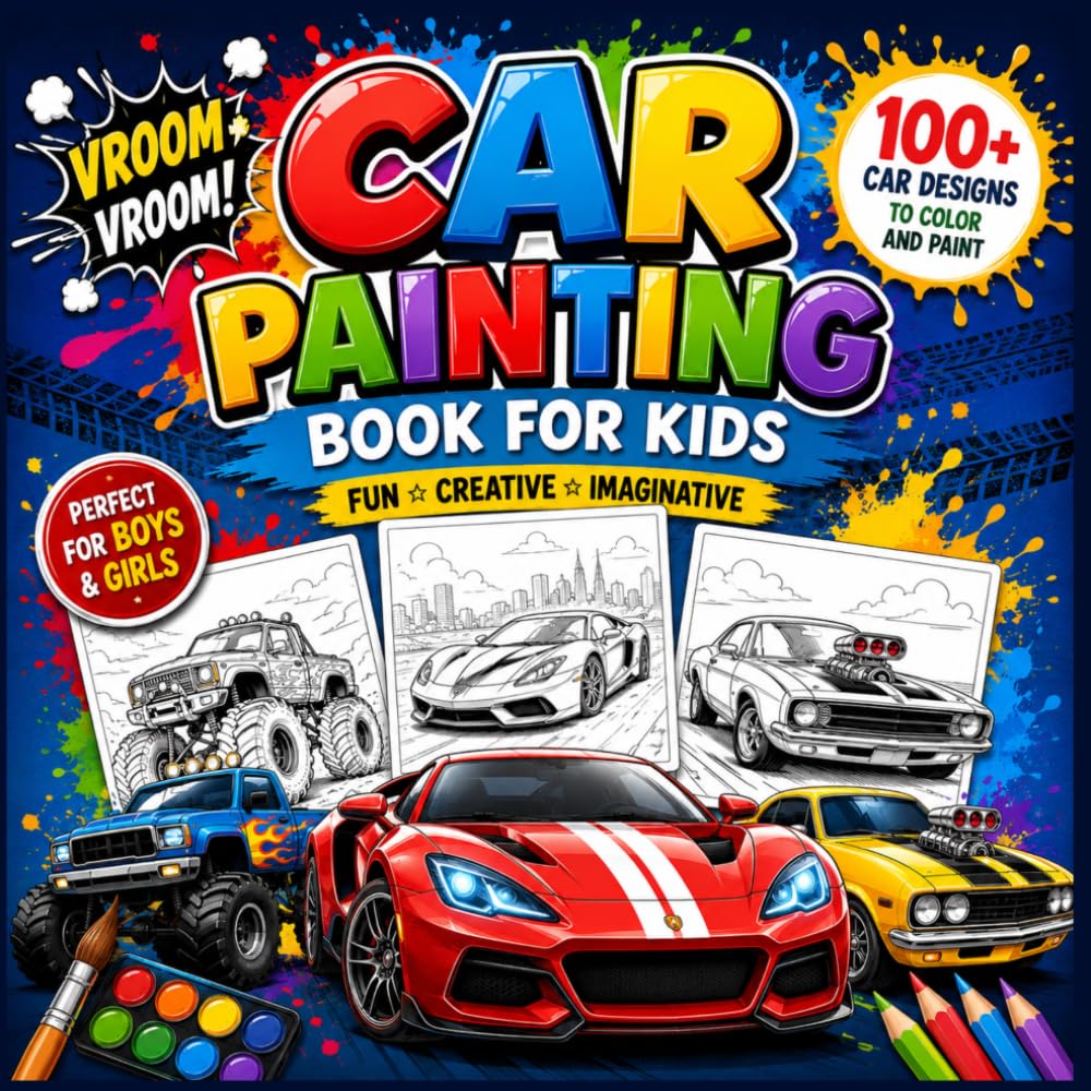 Car Painting book for kids vroom vroom: car coloring book