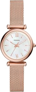 Fossil Women's Carlie Quartz Stainless Steel Watch, Rose Gold Glitz, Regular, Quartz Movement