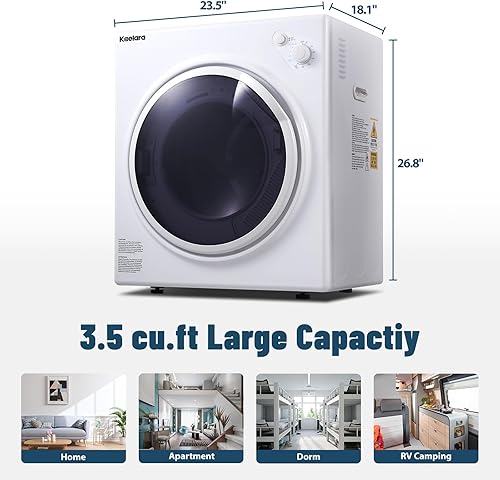 Miniatura 7 de Secadoras portátiles para lavandería de 15000 W, 3.5 pies cúbicos de ropa portátil con bañera de acero Stianless, secadora de ropa de carga frontal