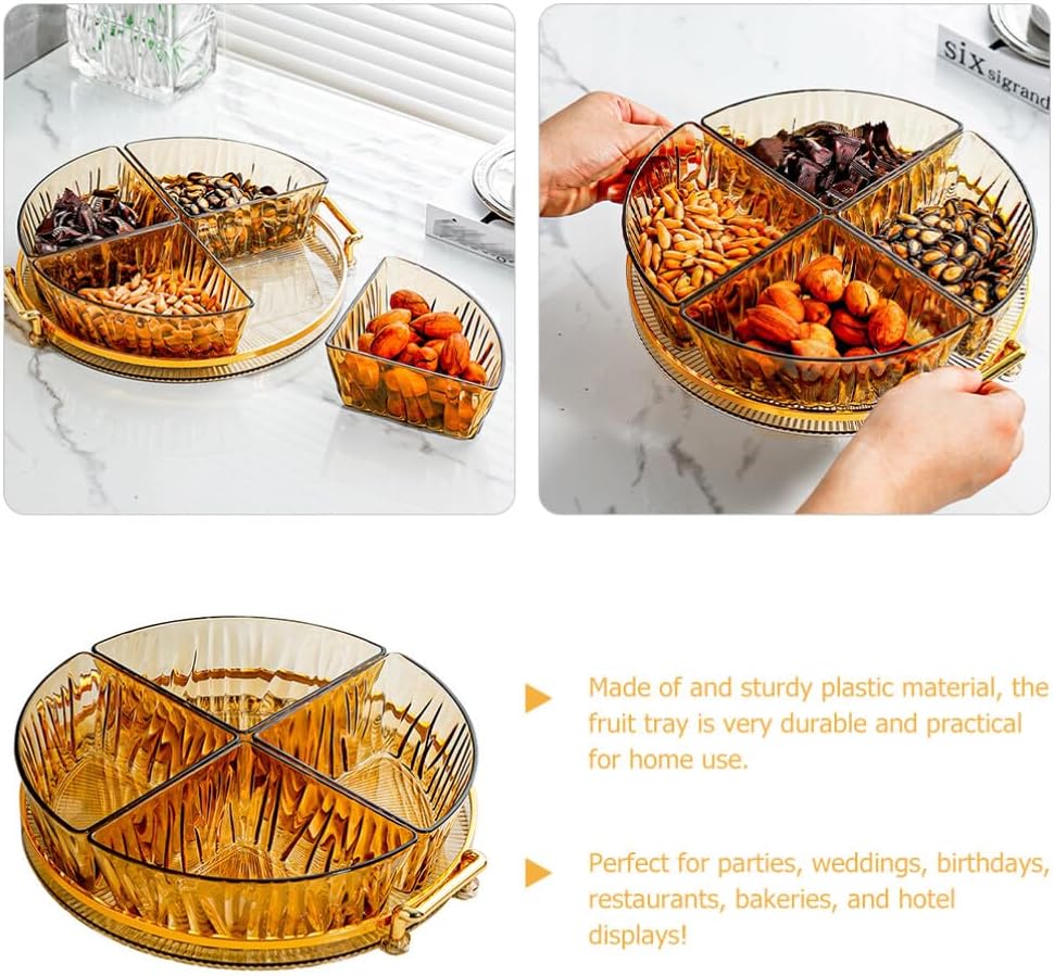 Happyyami 1 Set Food Tray Serving Trays for Parties Tray for Parties Snacks Storage Dish Serving Platter Fruit Platter Divided Snack Tray Fruit Plate Fruit Dish Multifunction Plastic