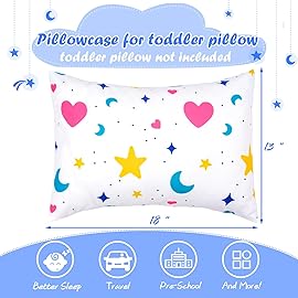 UOMNY Toddler Pillowcases for Girls 13X18 12x16 14x19 Star Baby Pillow Case 2 Pack Small Pillow Covers for Travel Pillow Blue White
