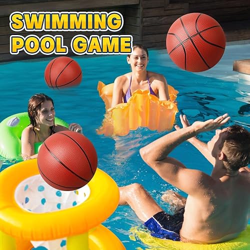 Miniatura 7 de Mini baloncesto de 9 pulgadas para aro de baloncesto de interior, paquete de 5 pelotas de baloncesto de repuesto para piscina inflable, piscina,