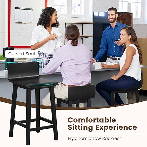 Miniatura 8 de Giantex Juego de 2 taburetes de bar de 24.5 pulgadas, taburetes de bar de altura de mostrador con respaldo bajo y reposapiés, sillas de comedor de
