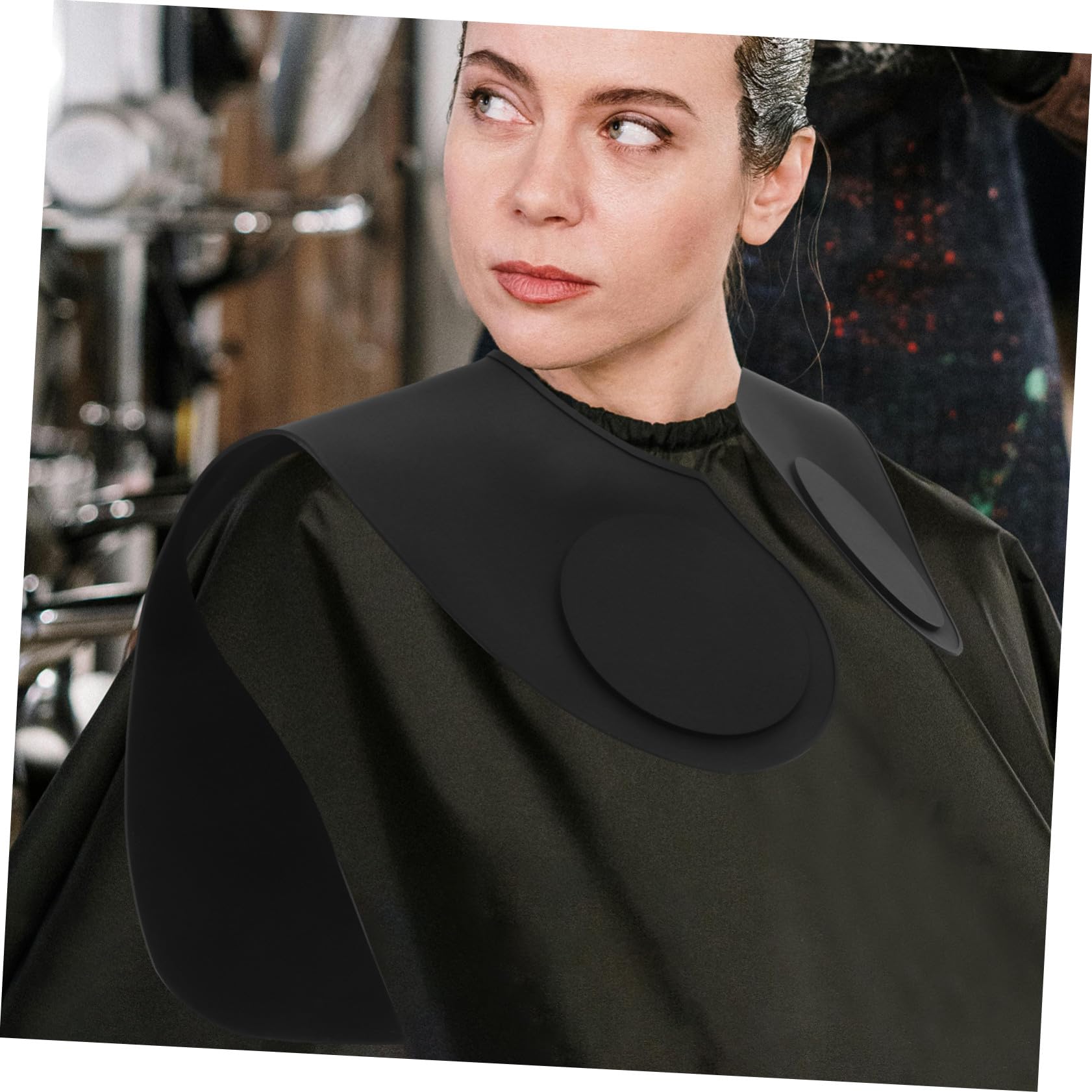 Gatuida Capa de Silicona para Cortar el Cabello Grande Negro Líneas Guía para Peluquería Profesional, Envoltura Ajustable para Cuello, Protección en Salón y Corte de Pelo