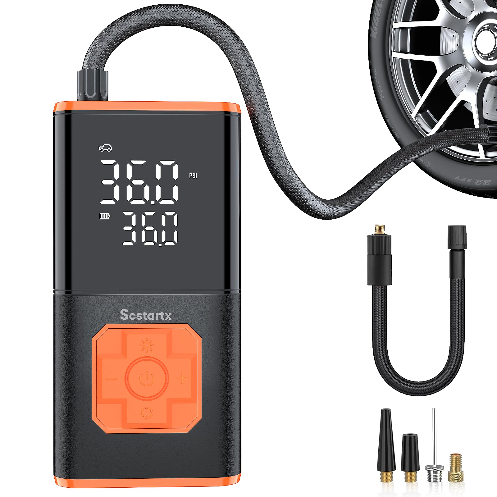 Car Tire Inflator Portable Air Compressor, 150 PSI Cordless Mini Bike Tire Pump, Air Pump for Auto, Motorcycle, Bicycle, Balls with Pressure Gauge&LED Light