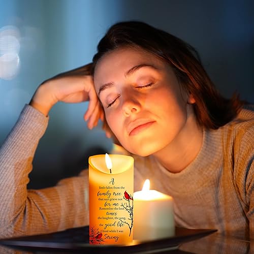 Miniatura 6 de Gerrii Vela conmemorativa LED funciona con pilas, para la pérdida de un ser querido, regalos de duelo de plástico amarillo, 3 x 6 pulgadas, estilo