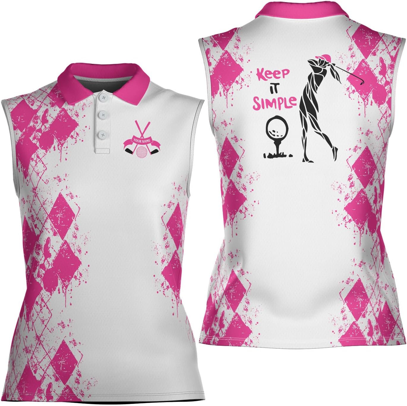 Podagree Personalized Golf Polo Shirts for Women Sleeveless with Collar, Funny Shirts for Women, Ladies Sleeveless Golf Shirt