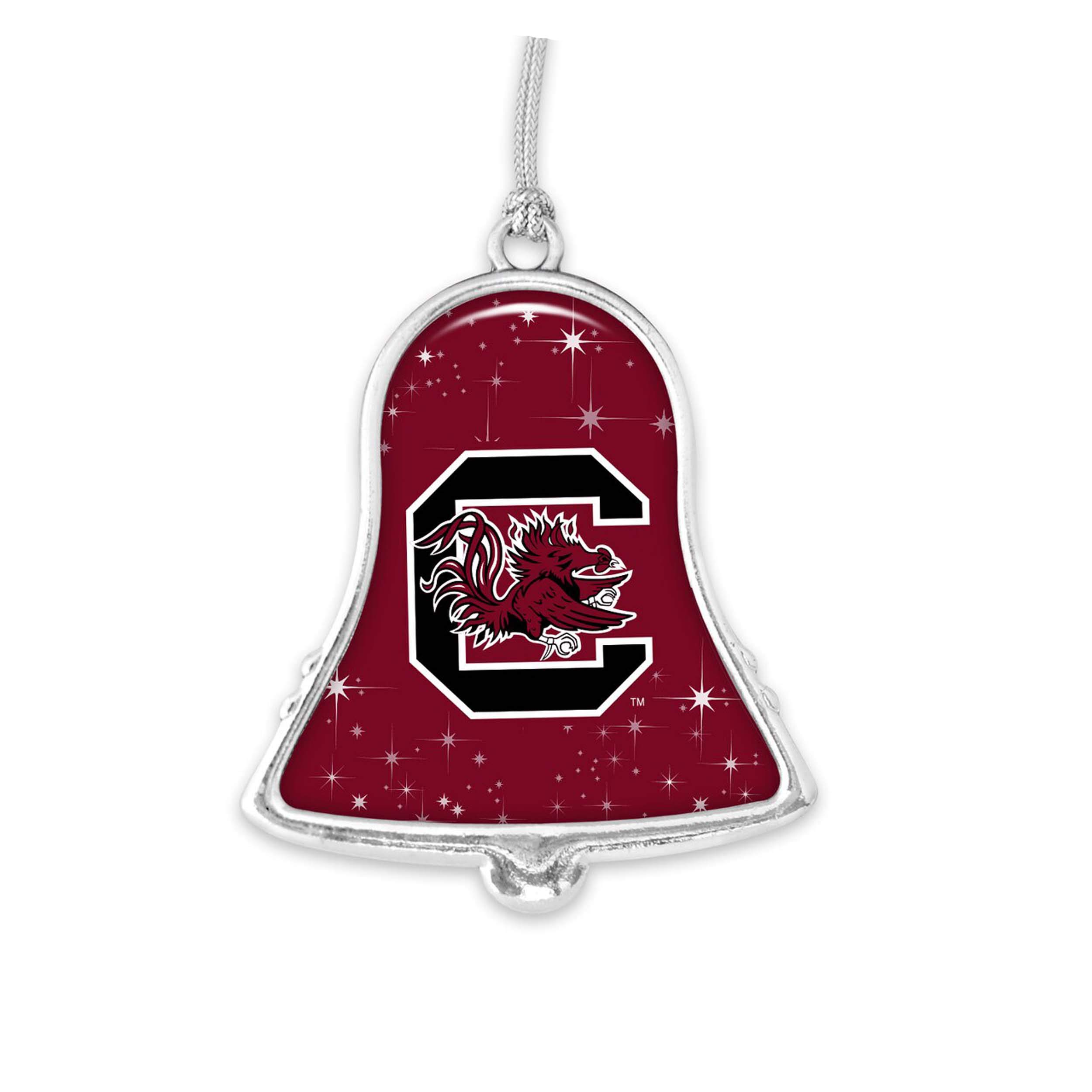 South Carolina Gamecocks USC Silver Bell Silver Metal Christmas Ornament Gift Decoration