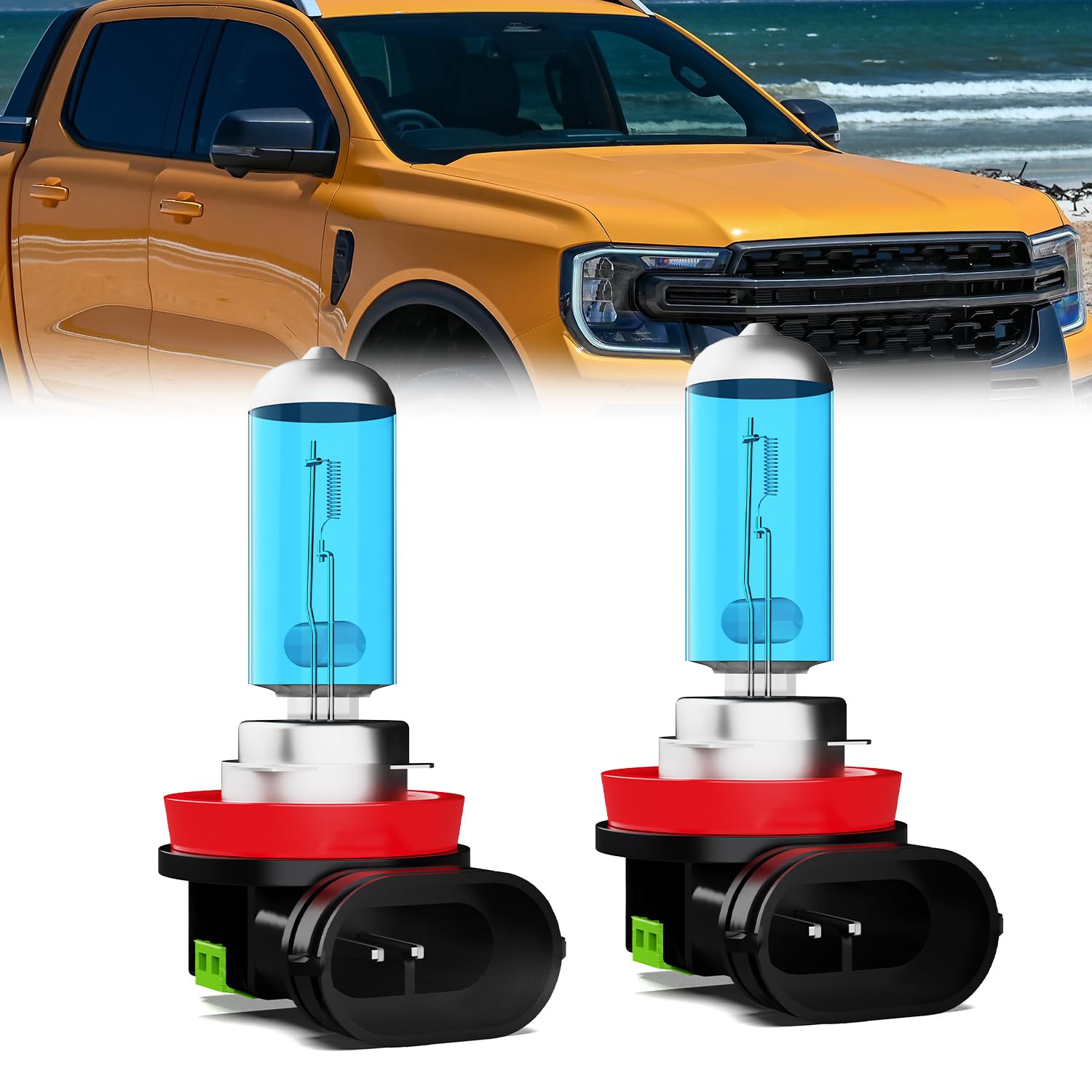 Fog Light Bulbs Compatible With Ford Ranger 2021-2022, H11 Fog Lights Halogen Light Bulb, Super Bright 6000K White, Plug and Play, Pack of 2