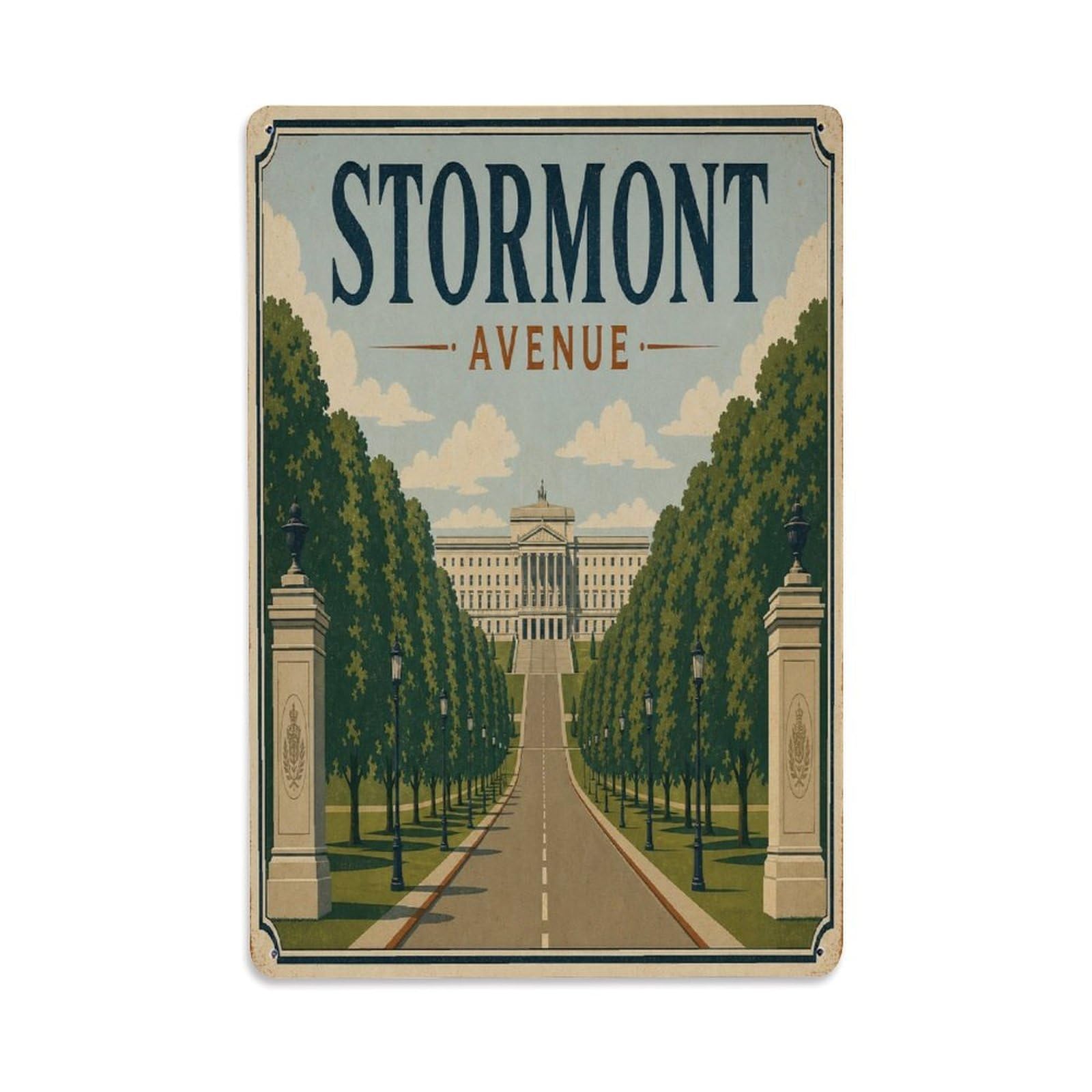 Belfast Civic Estate Grounds Heritage Landmark Metal Tin Sign Plaque Wall Decor for Cafe, Man Cave, Club Bar, Office, Home Garden Round Metal Poster 8x12Inch