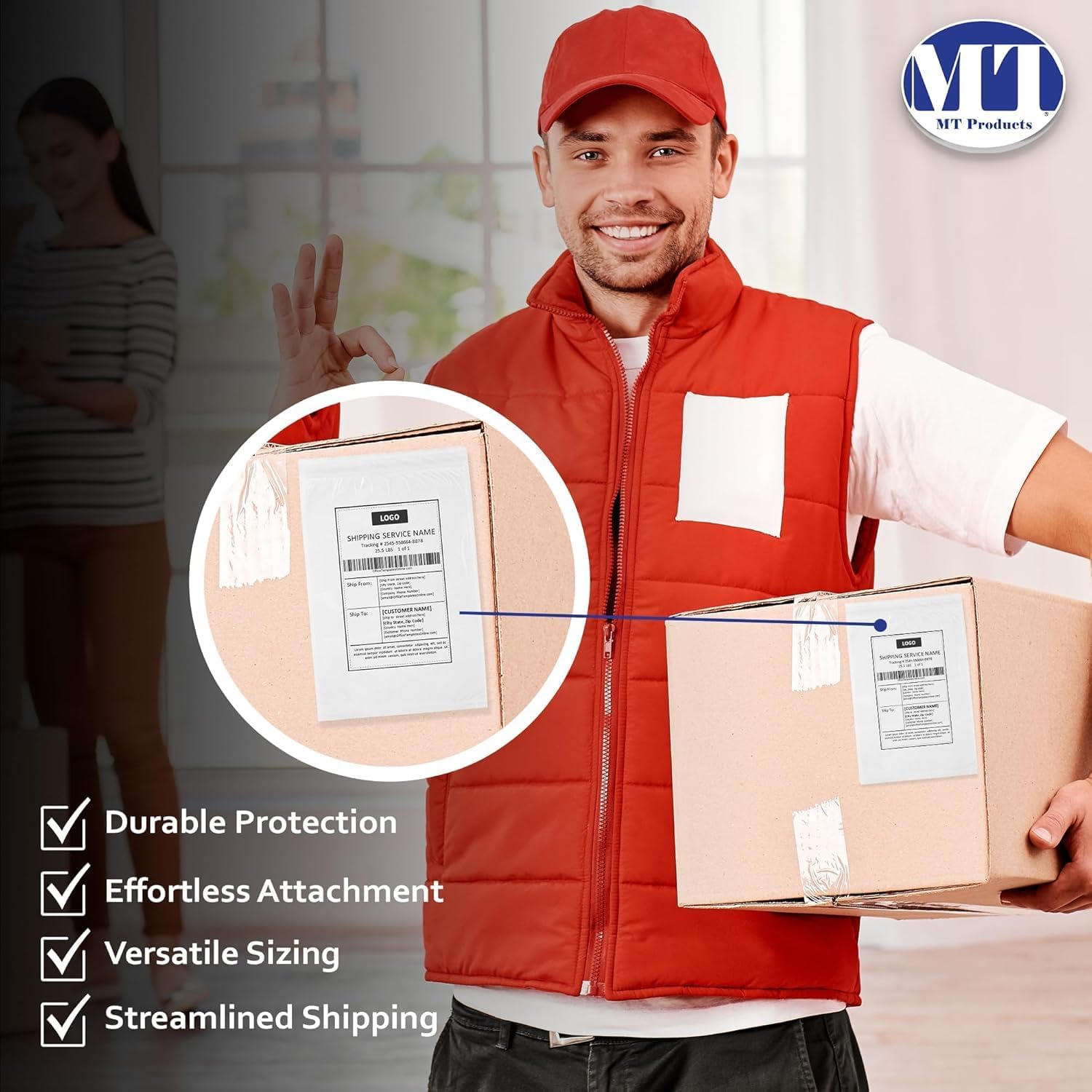MT Products Blank Envelope Shipping Label Sleeves - 6.5" x 10" Packing Slip Pouches for Shipment/Return - Case of 1000