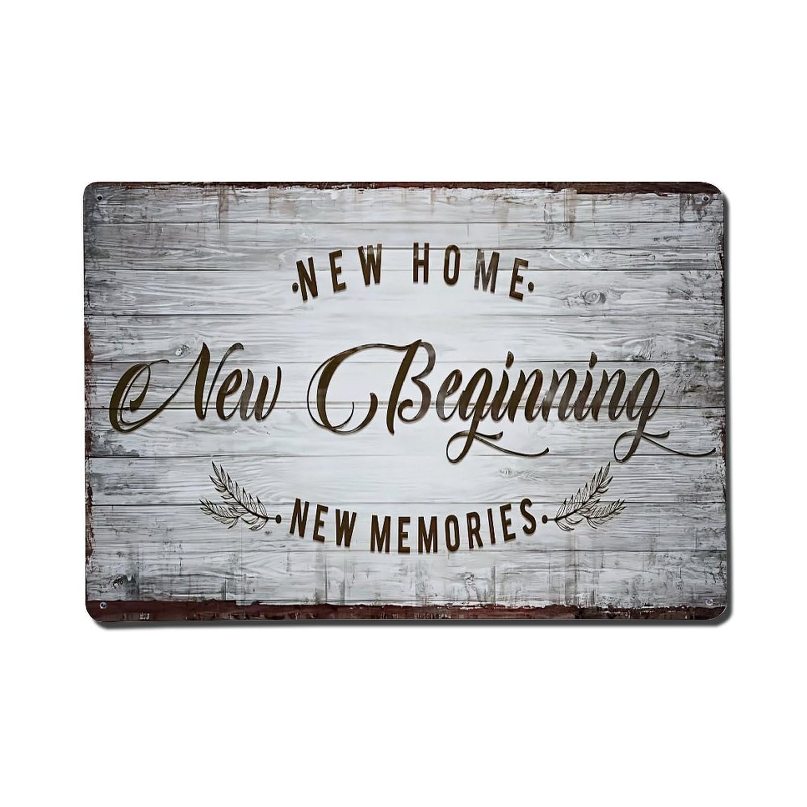 Nestemfo Vintage New Home New Beginning Memories Tin Sign Metal Sign, Living Room,Bar, Home, Bedroom Wall Decor,Retro Metal Poster 8X12 Inches