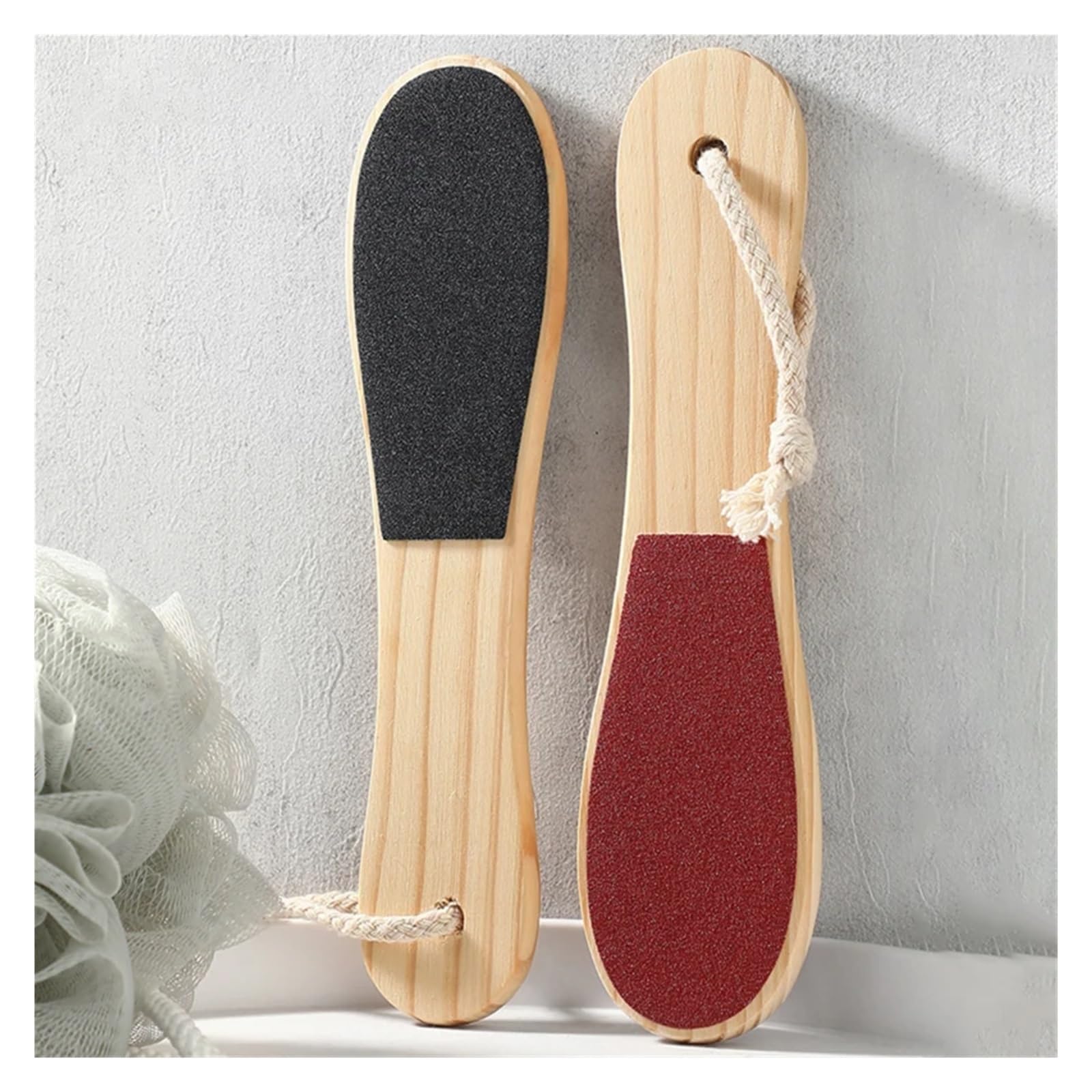1pc Bimsstein Holz Griff Doppelseitige Fuß Bord Datei Abgestorbene Haut Schwielen Grinder Pediküre Werkzeug Reiben(Small)