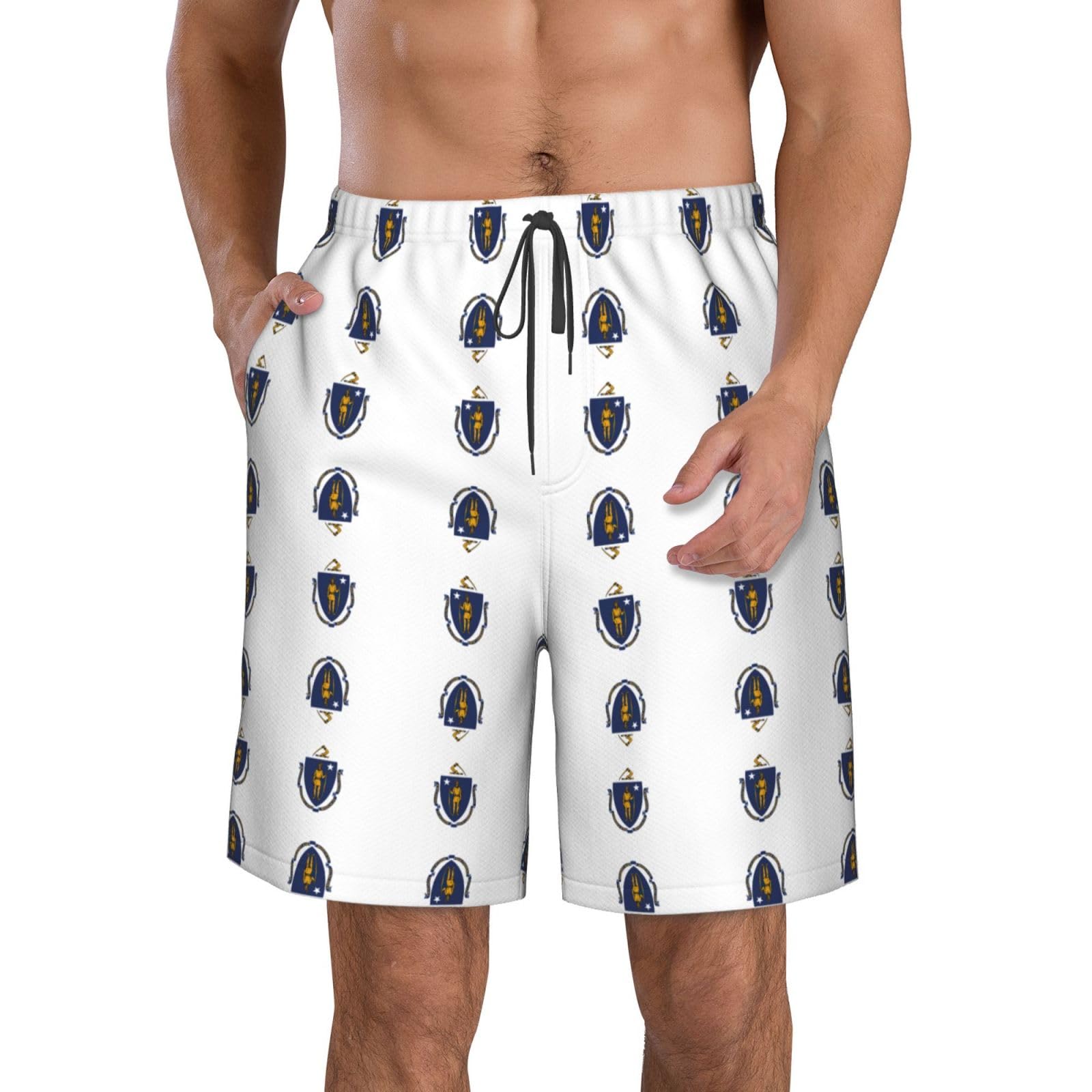 Pantalones cortos de playa de Massachusetts para hombre 3XL blancos de secado rápido 8