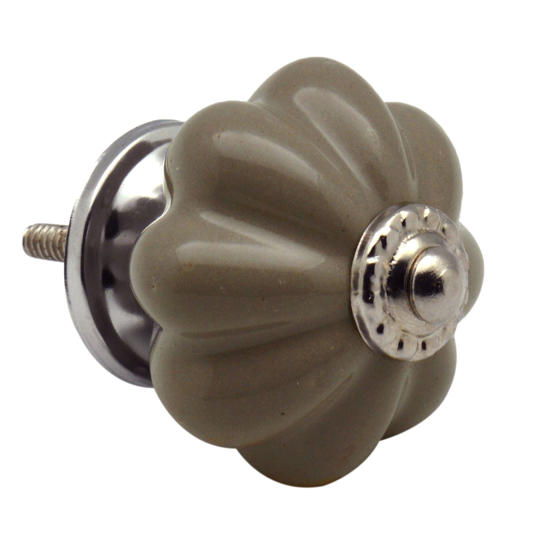 Nicola Spring Ceramic Cupboard Drawer Knobs - Solid Vintage Design - Grey
