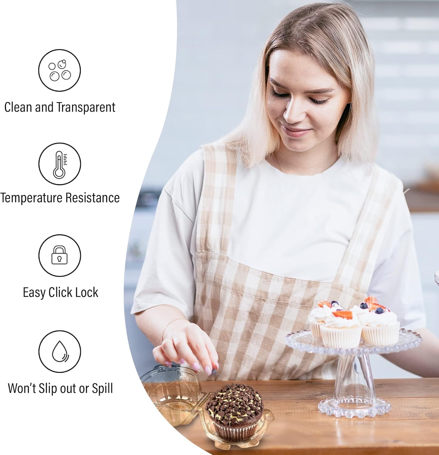 MT Products Clear PET Single Cupcake Container 4.3" x 4" x 3.12" - Individual Muffin Holder - Pack of 300