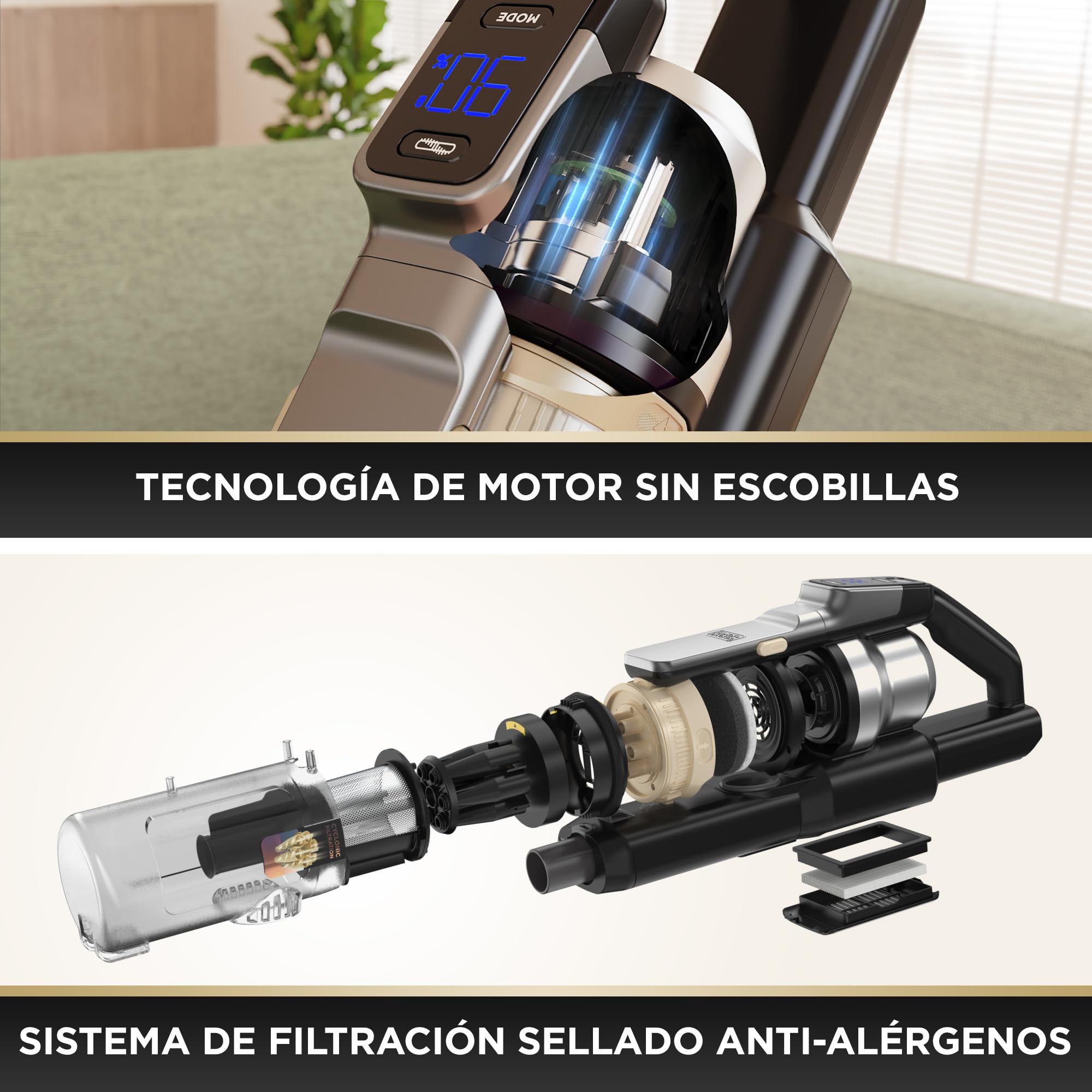 BLACK+DECKER POWERSERIES PREMIER Aspiradora escoba sin cable de 18 V, BSV525BLPA-QW