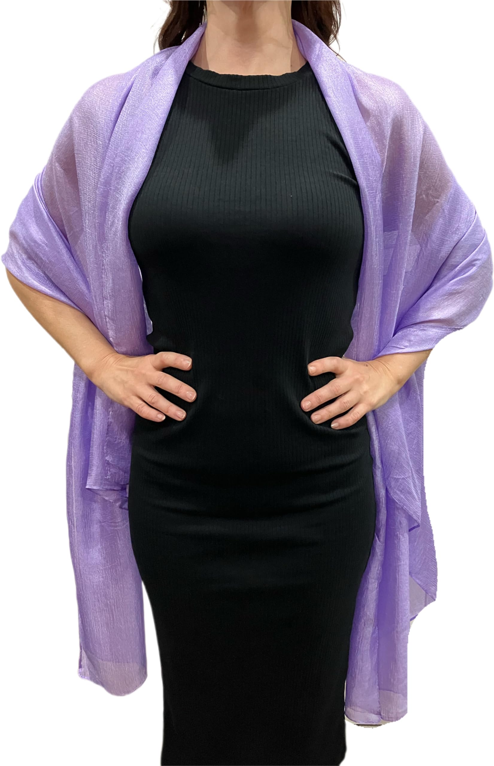 Central Chic Large Silky Shimmery Pashmina Shawl Stole Wrap Scarf Weddings Party Scarf For Weddings Bridesmaids Parties (Lavender)